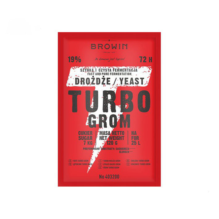 Browin Drożdże gorzelnicze TURBO GROM 72h Browin 25L 19% 403200