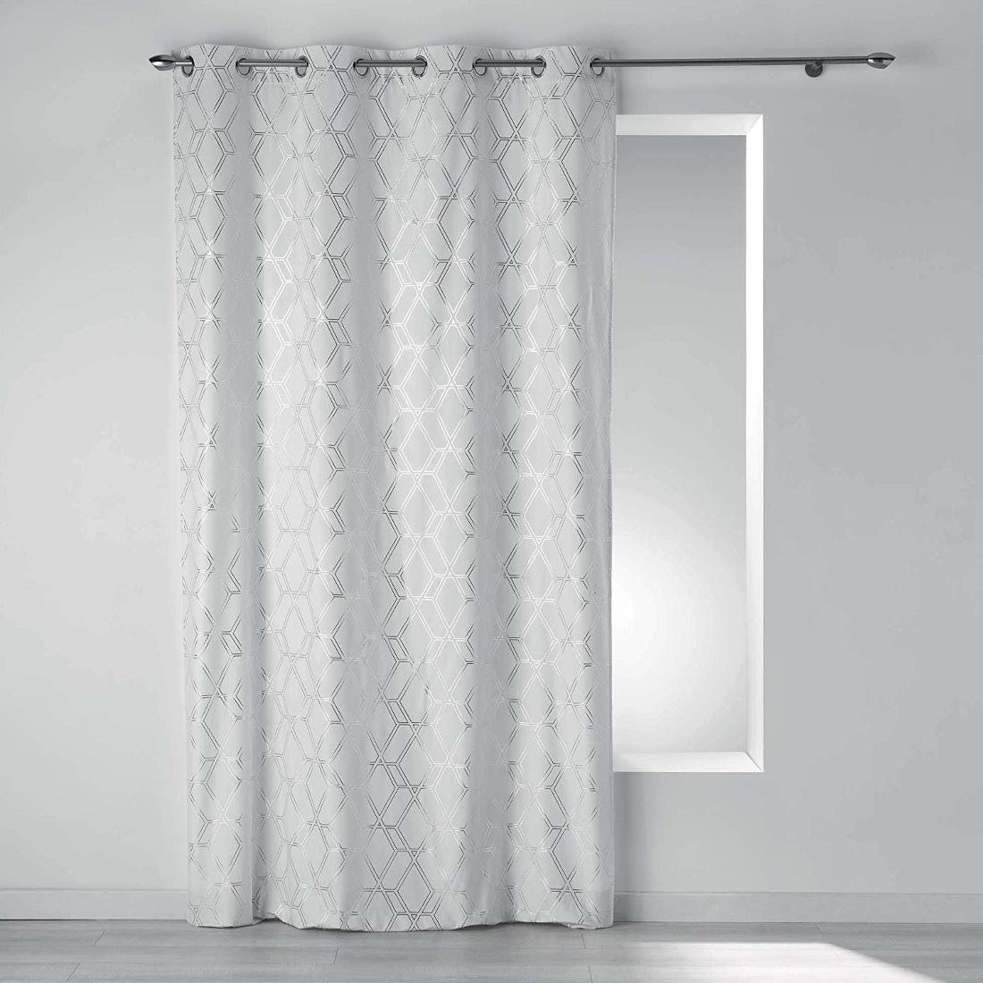 Douceur d'intérieur Douceur dinterieur Zasłona okienna BERYL 140 x 240 cm biała z nowoczesnym wzorem 1408651