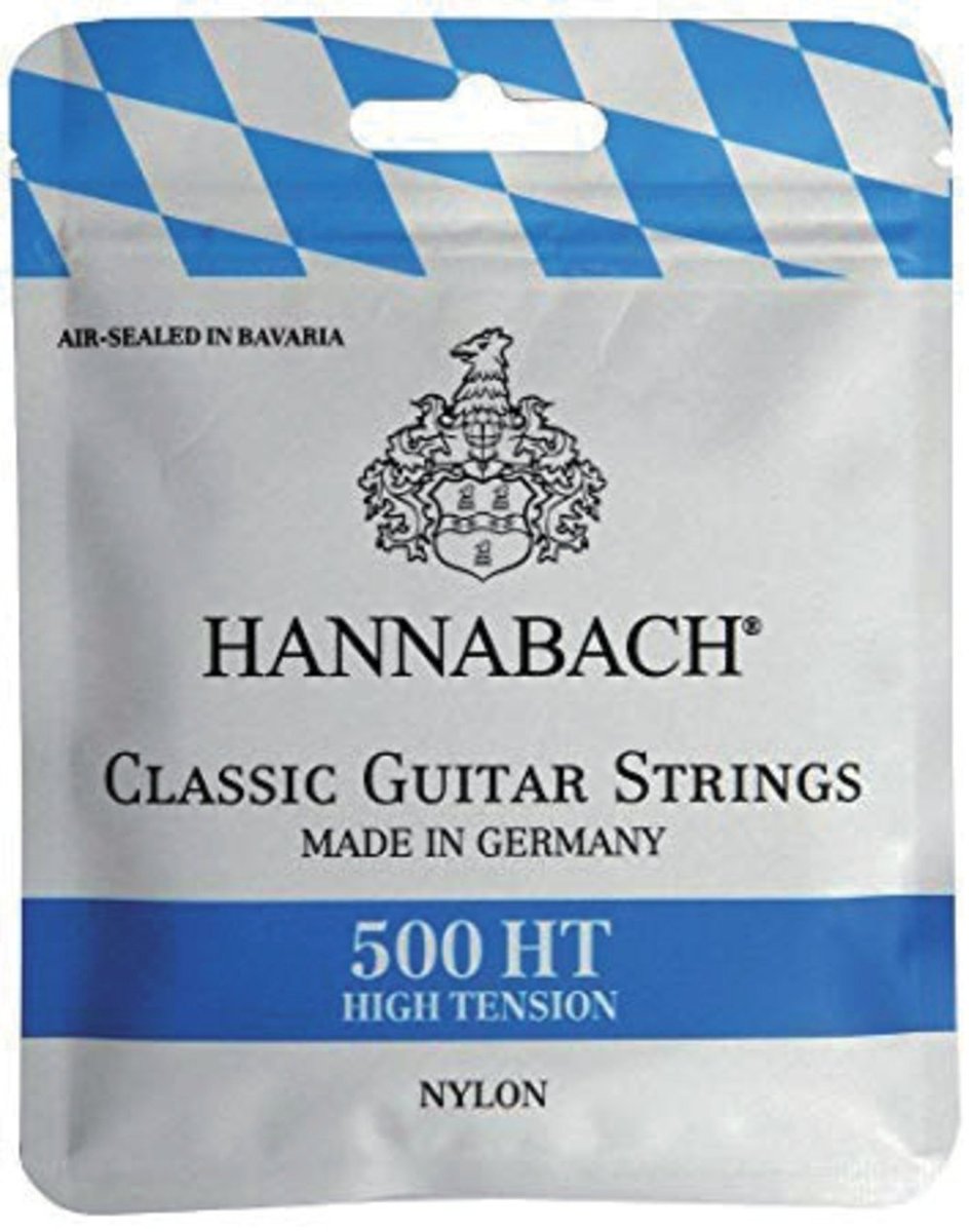 Hannabach Zapewnia Klassik gitara komplet strun High Tension, dyszkantowe  500ht struny: Nylon, Bass: Nylon rdzeń z posrebrzanego drut miedziany owinięta 500HT