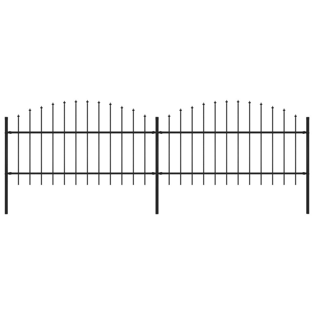 vidaxl Panele ogrodzeniowe z grotami, stal, (1-1,25) x 3,4 m, czarne