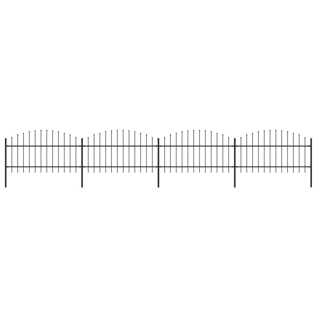 vidaxl Panele ogrodzeniowe z grotami, stal, (1-1,25) x 6,8 m, czarne
