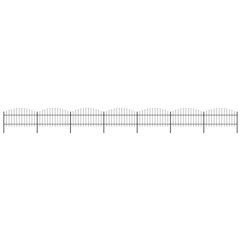 vidaxl Panele ogrodzeniowe z grotami, stal, (1-1,25)x11,9 m, czarne