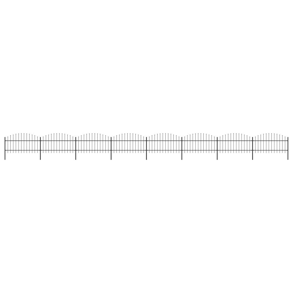 vidaxl Panele ogrodzeniowe z grotami, stal, (1-1,25) x 13,6 m, czarne