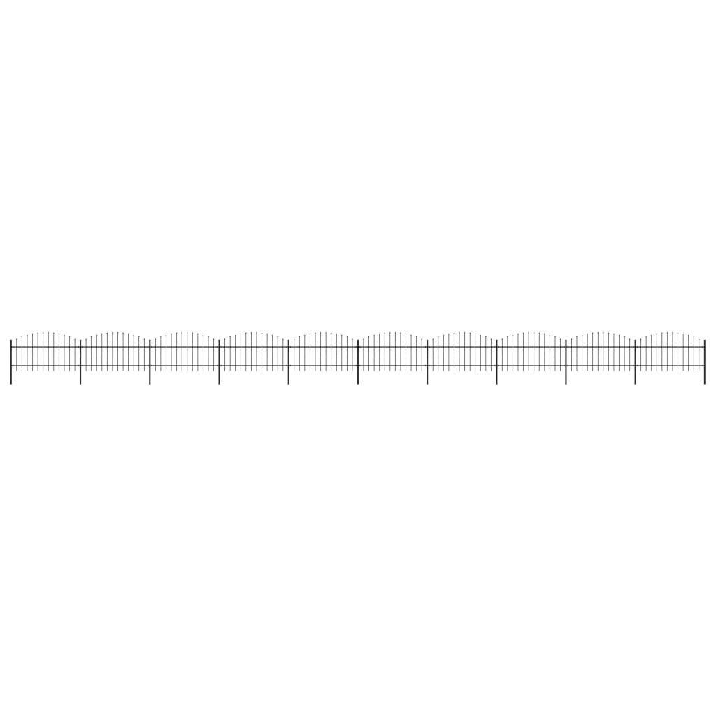 vidaxl Panele ogrodzeniowe z grotami, stal, (1-1,25) x 17 m, czarne