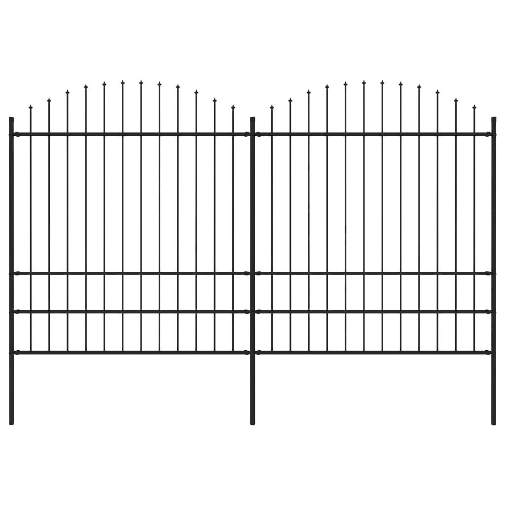 vidaxl Panele ogrodzeniowe z grotami, stal, (1,75-2) x 3,4 m, czarne