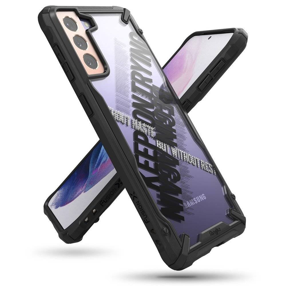 RINGKE Fusion X Design etui pancerny pokrowiec z ramką Samsung Galaxy S21+ 5G (S21 Plus 5G) czarny (Cross) (XDSG0053) XDSG0053