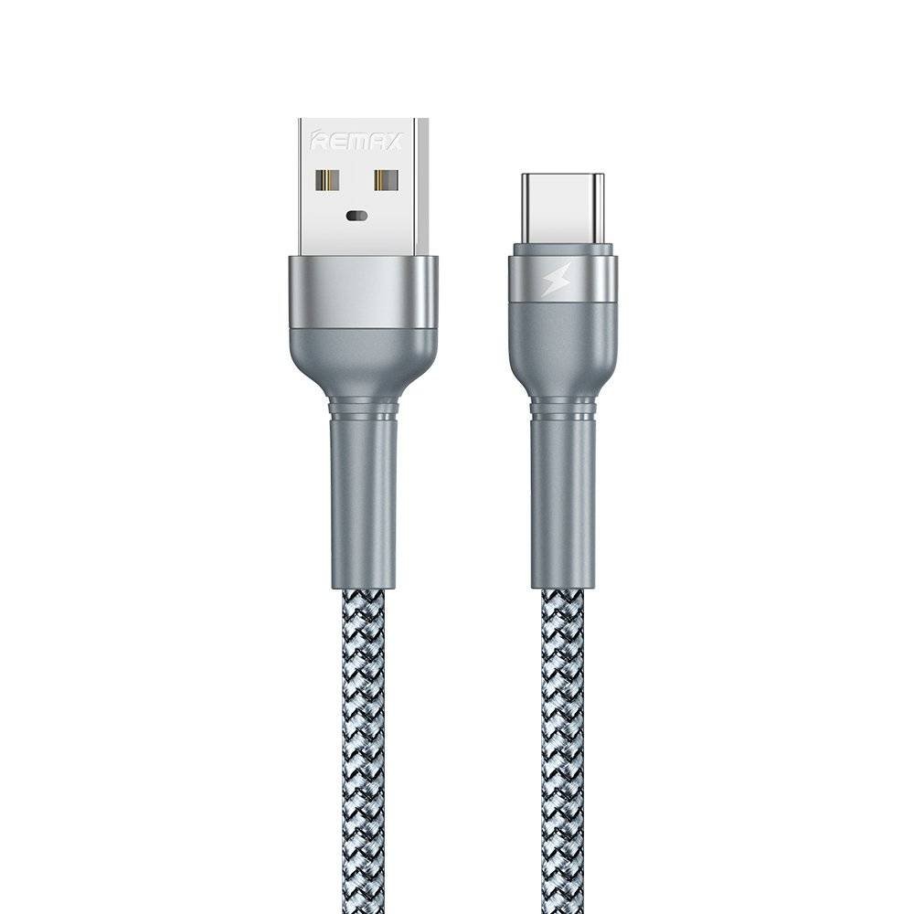 Remax kabel USB - USB Typ C 2,4 A 1 m do ładowania przesyłania danych srebrny (RC-124a silver) - Srebrny USB Typ A (męski) USB Typ C (męski) RC-124a silver