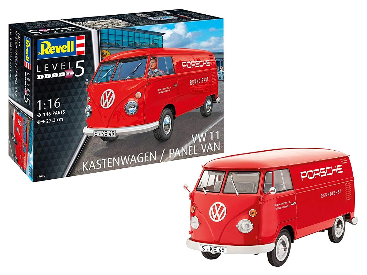 Revell 07049 14 zestaw do montażu modelu VW T1 wózek skrzynkowy w skali 1:16, Level 5