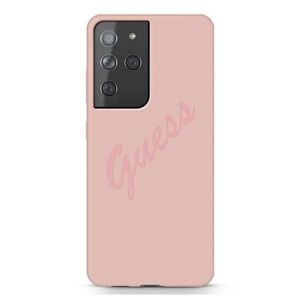 Guess GUHCS21LLSVSPI S21 Ultra G998 różowy/pink hardcase Script Vintage GUE001199