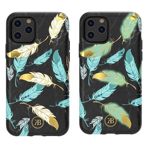 Kingxbar Forest świecące w ciemności etui ozdobione oryginalnymi Kryształami Swarovskiego iPhone 11 Pro wielokolorowy (Feather) - Wielokolorowy