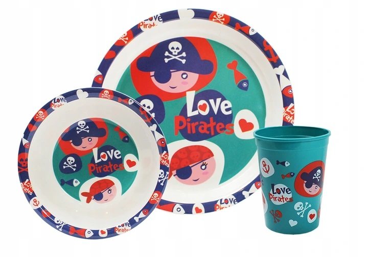 Love Pirates, Zestaw naczyń: talerz, miska, kubek
