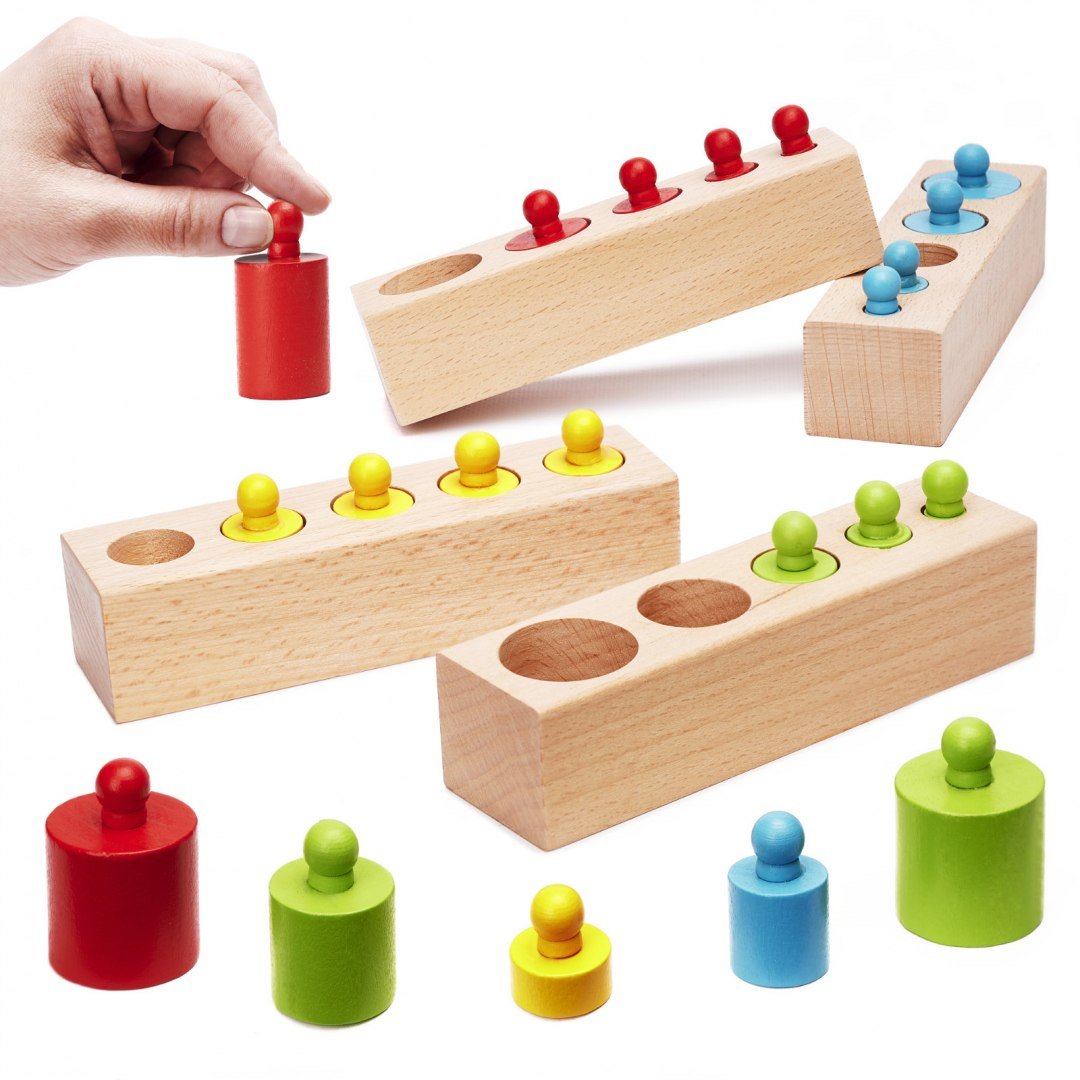 Odważniki Cylindry Edukacyjne Drewniane Montessori