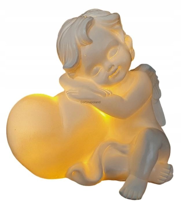 Aniołek podświetlany z sercem led 13cm - siedzący