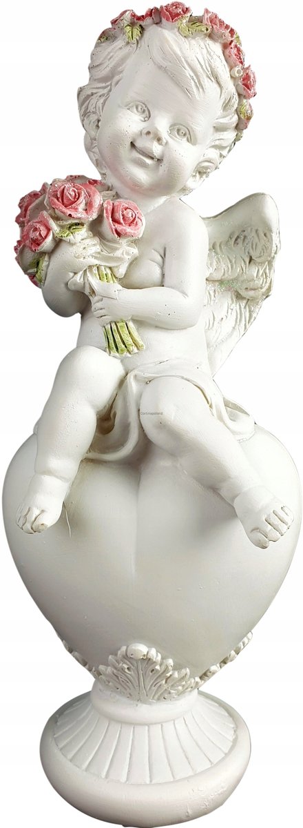 Anioł figurka aniołka na sercu 22 cm aniołek znicz