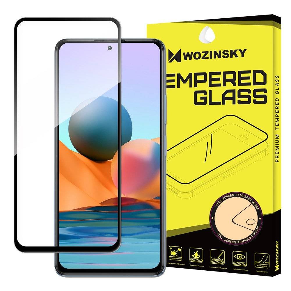Wozinsky super wytrzymałe szkło hartowane Full Glue na cały ekran z ramką Case Friendly Xiaomi Redmi Note 10 / Redmi Note 10S czarny