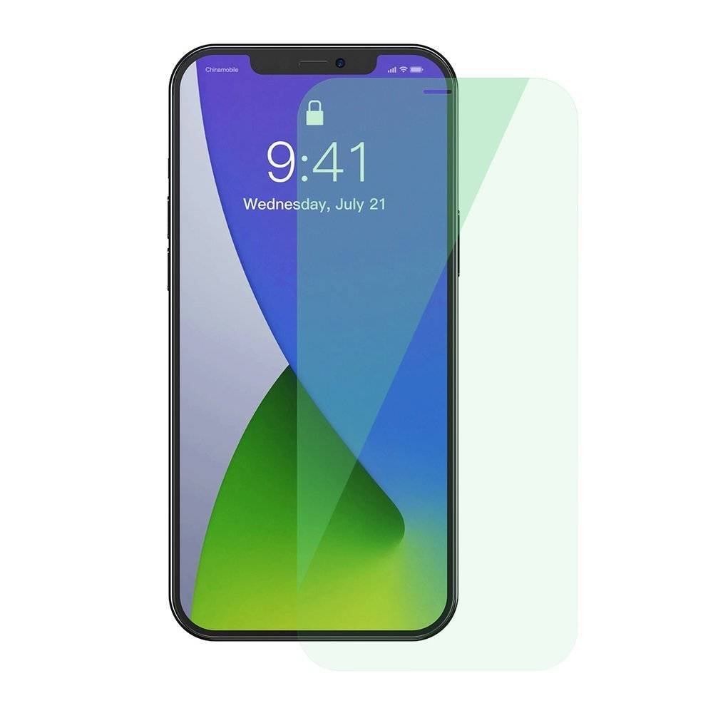 Blue Baseus Baseus 2x zielone szkło hartowane 0,15 mm z filtrem Anti Light iPhone 12 mini (SGAPIPH54N-LP02) - iPhone 12 mini SGAPIPH54N-LQ02