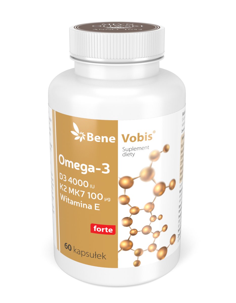 Omega Pharma Młyn Oliwski 3 + D3 FORTE 4000IU + K2 MK7 z witaminą E - 60 kaps.