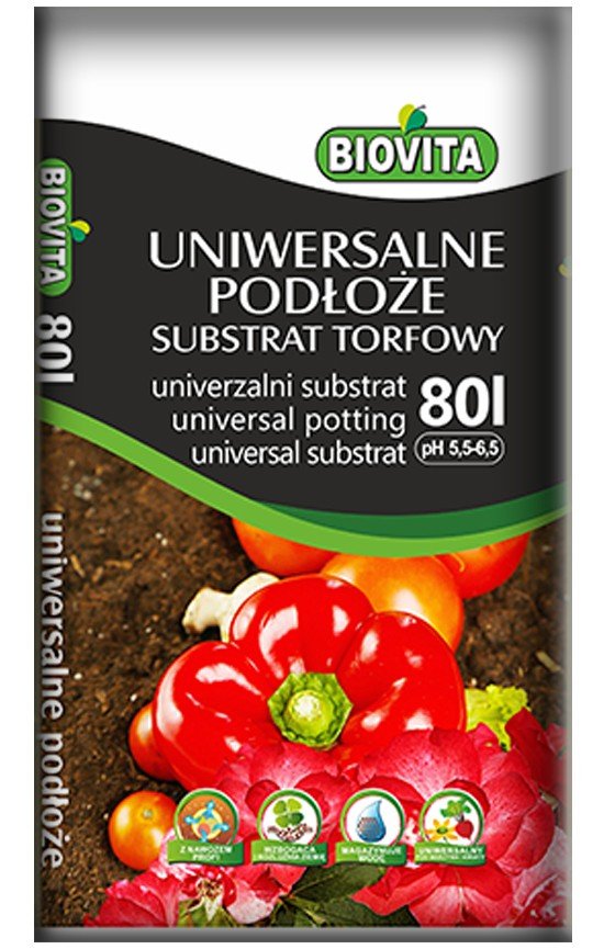 Substrat torfowy ziemia pH 5,5-6,5 Biovita 80L