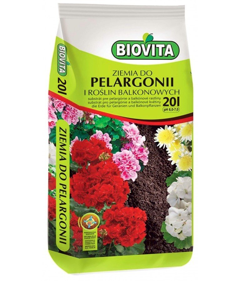 Biovita Ziemia do pelargonii i roślin balkonowych 20l