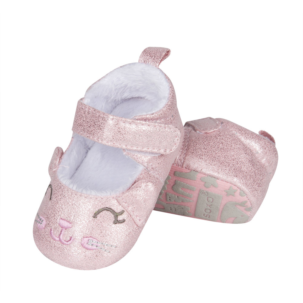 Kapcie niemowlęce SOXO różowe kotki z futerkiem - 13–15
