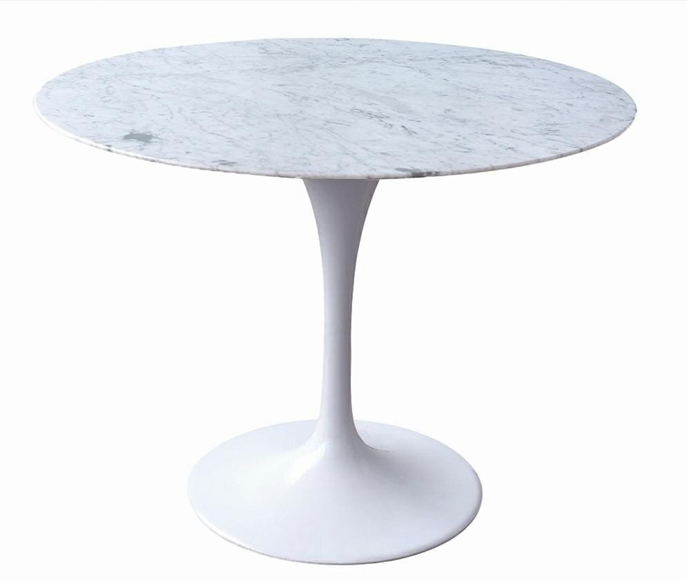 King Home Stół TULIP MARBLE 100 CARARRA biały blat okrągły marmurowy metal GT-09M.FI100