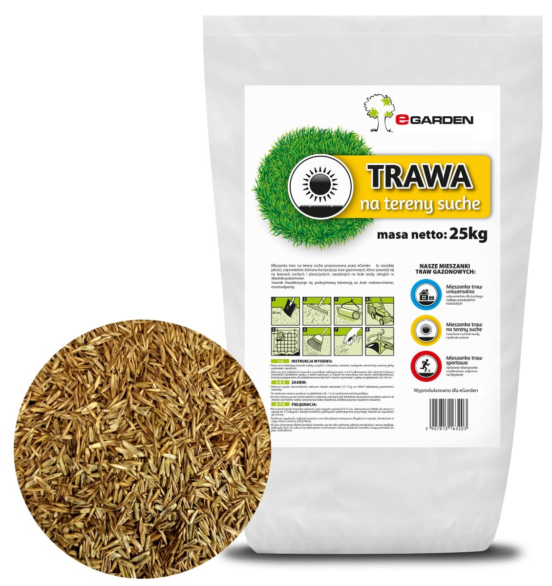 Trawa Na Tereny Suche Piaszczyste Nasłonecznione 25kg - Wytrzymała