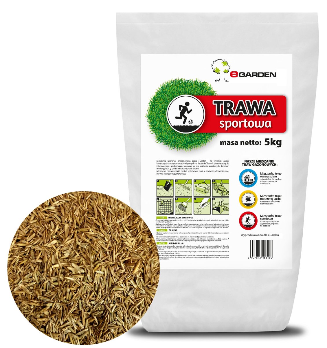 Trawa SPORTOWA 5kg - Bardzo odporna na deptanie