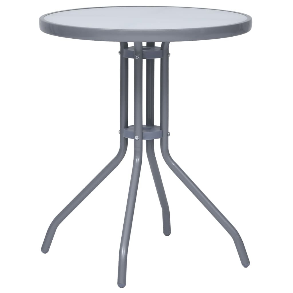 vidaXL Lumarko Stolik ogrodowy, jasnoszary, 60 cm, stal i szkło! 312213