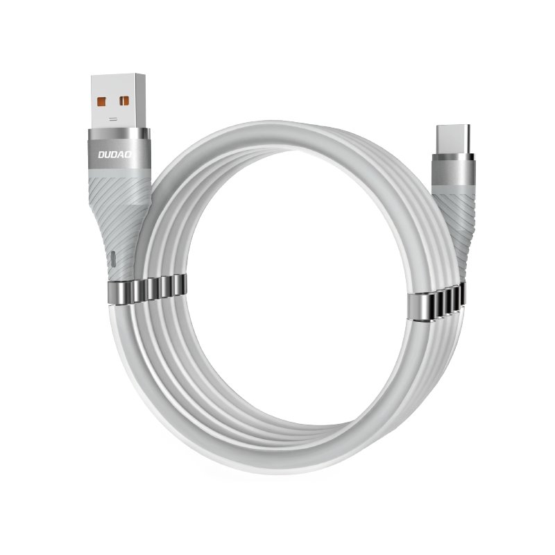 Dudao Dudao samoorganizujący magnetyczny kabel przewód USB - USB Typ C 5 A 1 m szary (L1xsT light gray) - USB Typ A (męski) USB Typ C (męski) L1xsT