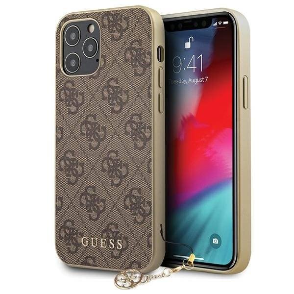 Guess Etui 4G Charms Collection do iPhone 12 / iPhone 12 Pro, brązowe