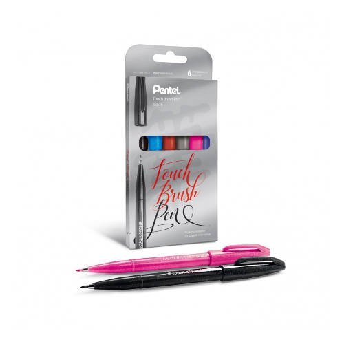 Pentel Pisaki artystyczne 6 kol Touch Brush Pen SES15C-ST6ACENPVPL