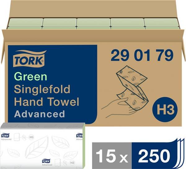 TORK ręczniki papierowe Green Singlefold składane ZZ zielony Nr art. 290179
