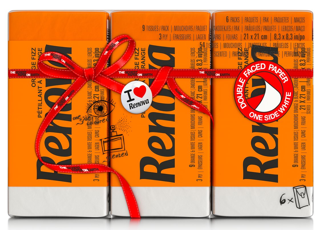 Chusteczki higieniczne Renova Red label pomarańczowe 6x9szt