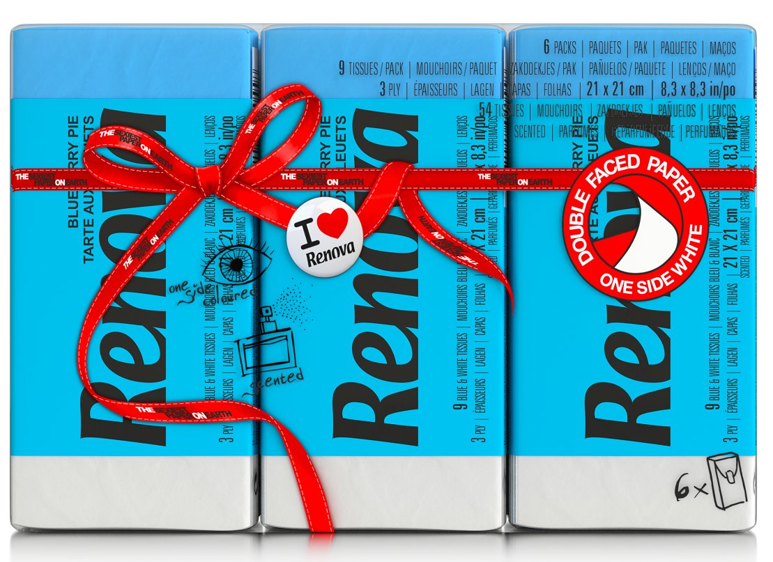 Chusteczki higieniczne Renova Red label niebieske 6x9szt