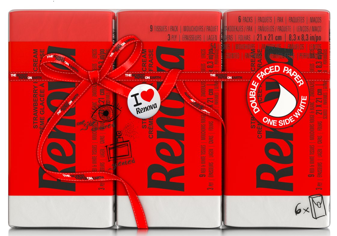 Chusteczki higieniczne Renova Red label czerwone 6x9szt