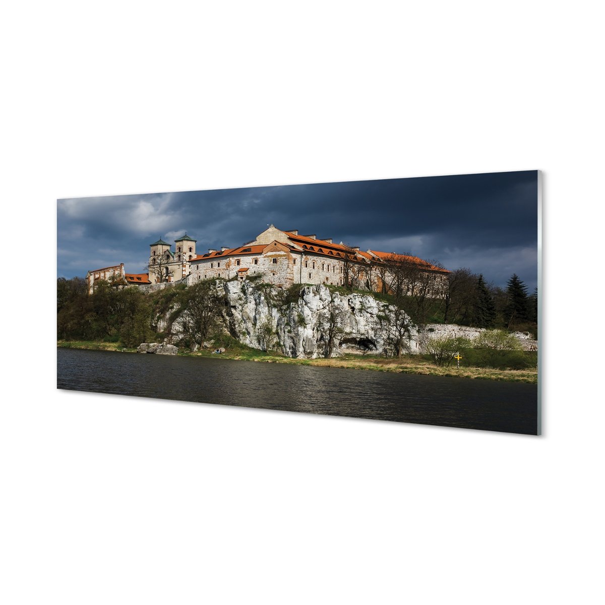 Panel szklany za piec Kraków Rzeka zamek 125x50 cm