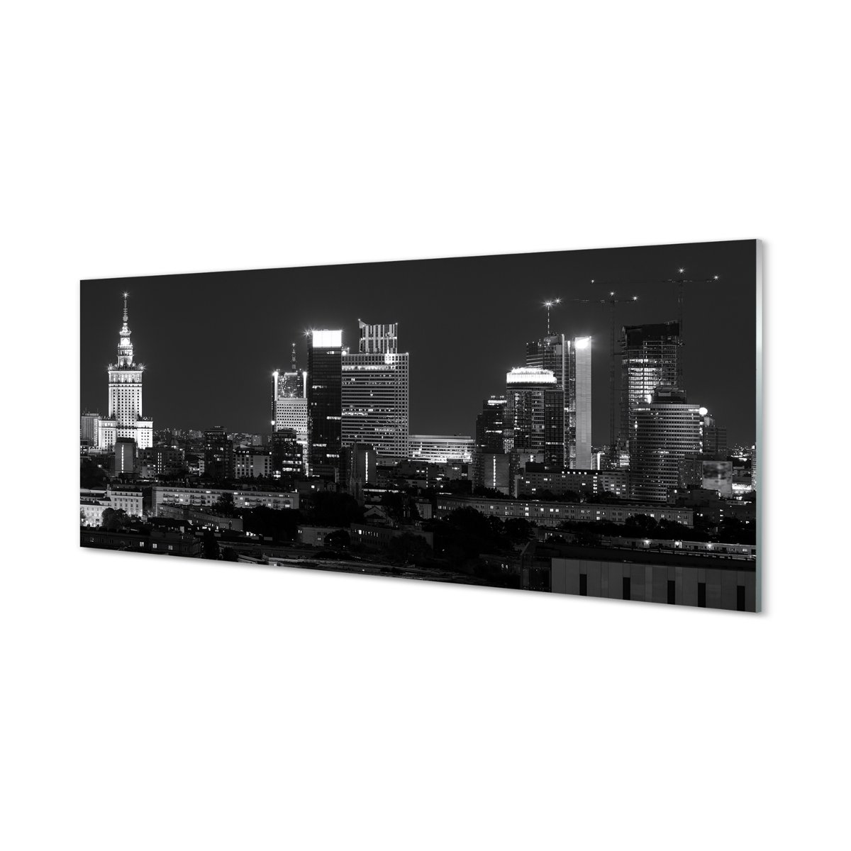 Nowoczesny panel  Warszawa Panorama noc 125x50 cm