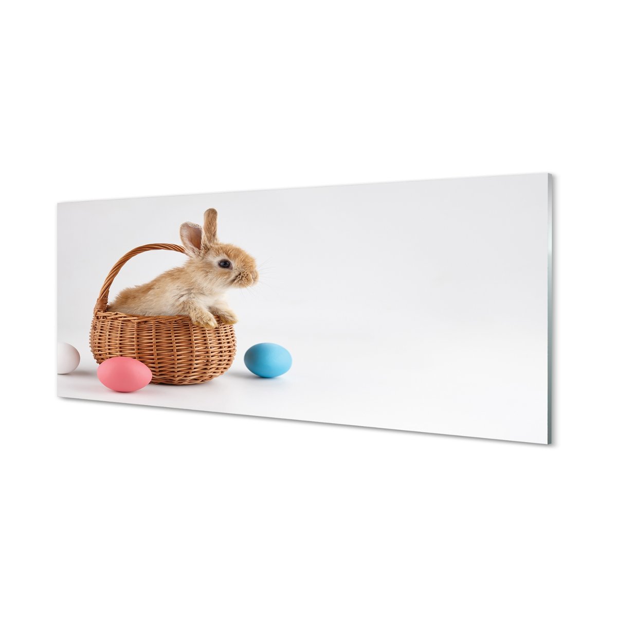 Szklany panel kuchenny + klej Króliki jajka 125x50 cm
