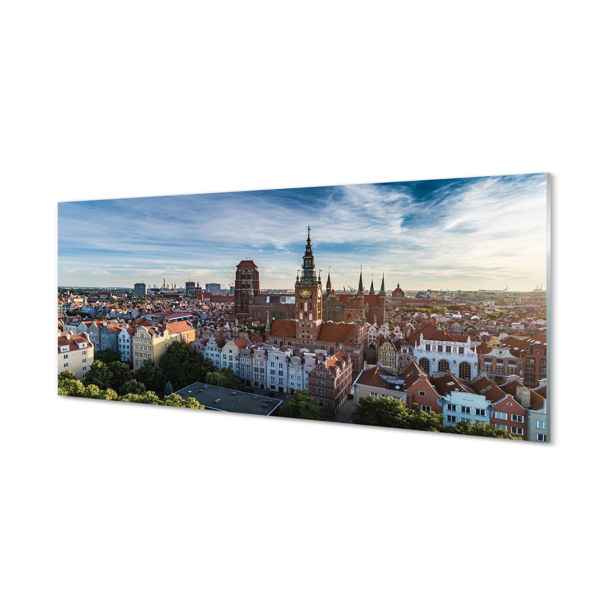 Szklana płyta Gdańsk Panorama kościół 125x50 cm