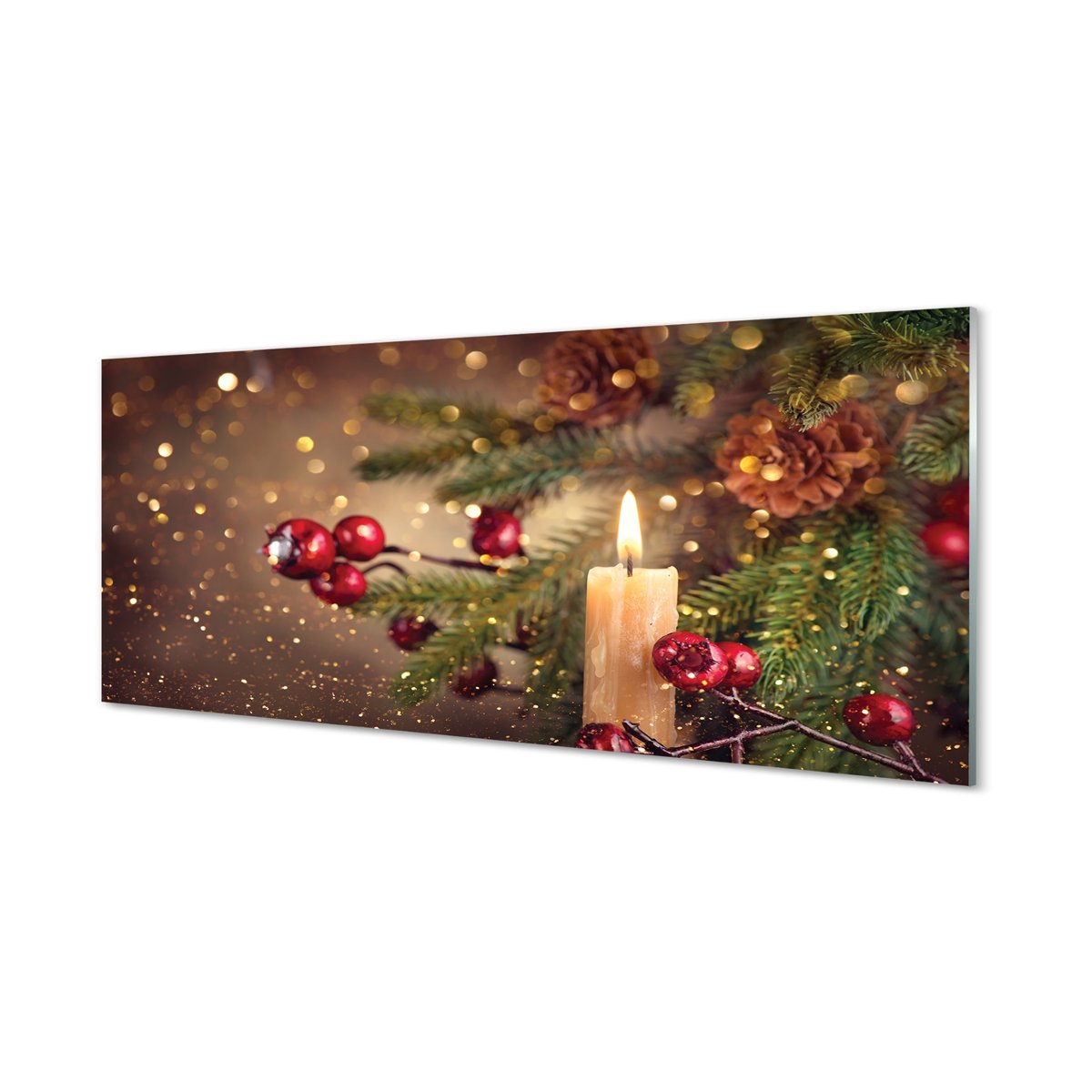 Szkło lacobel Świeczka gałązki bombki 125x50 cm