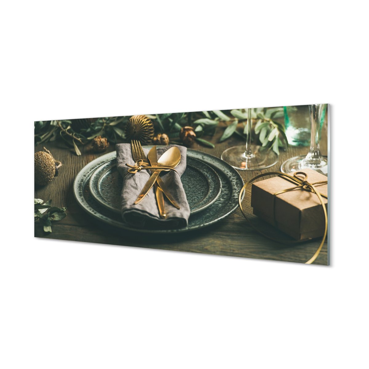 Panel ze szkła hartowanego Talerz sztućce 125x50 cm
