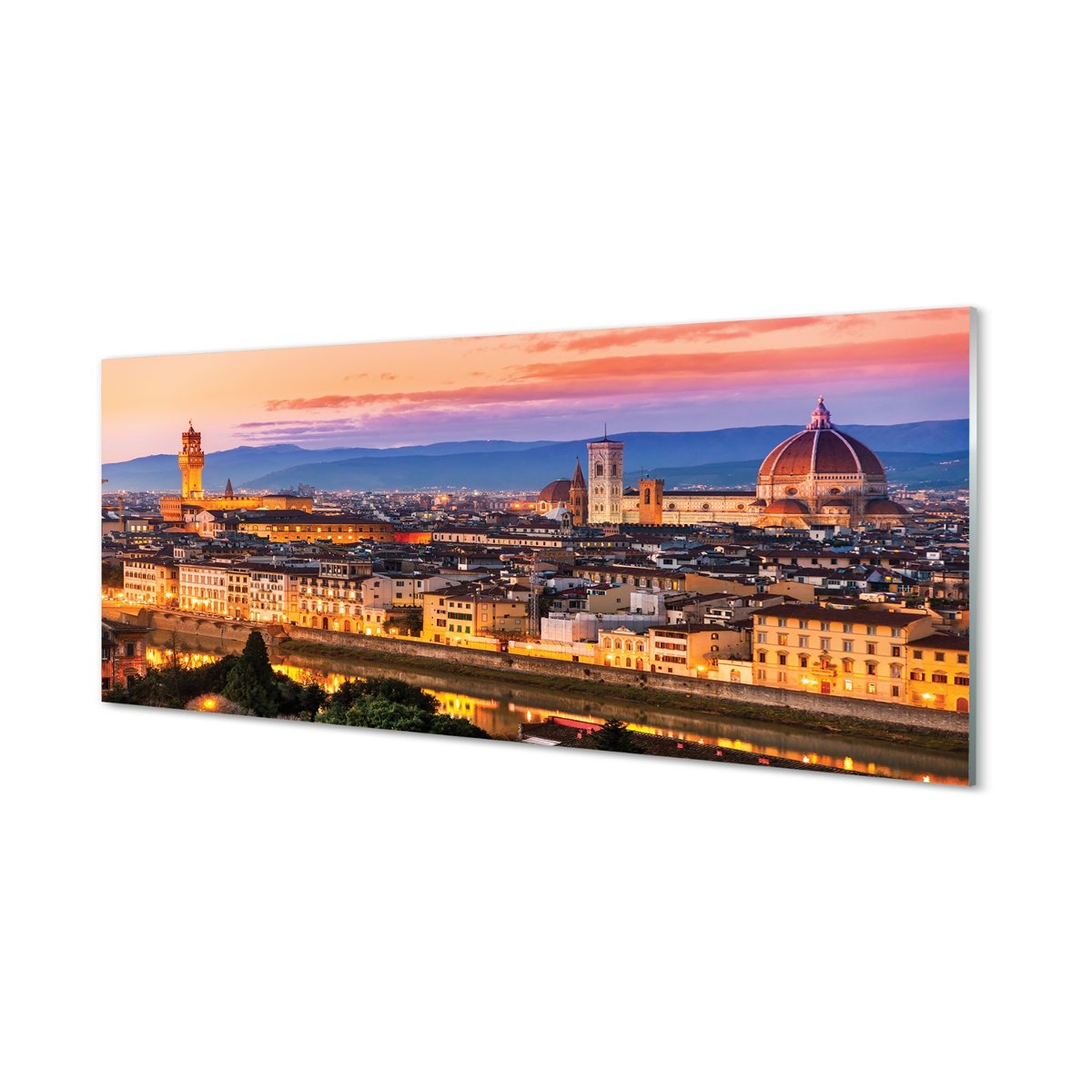 Panel szklany Włochy Panorama noc katedra 125x50 cm