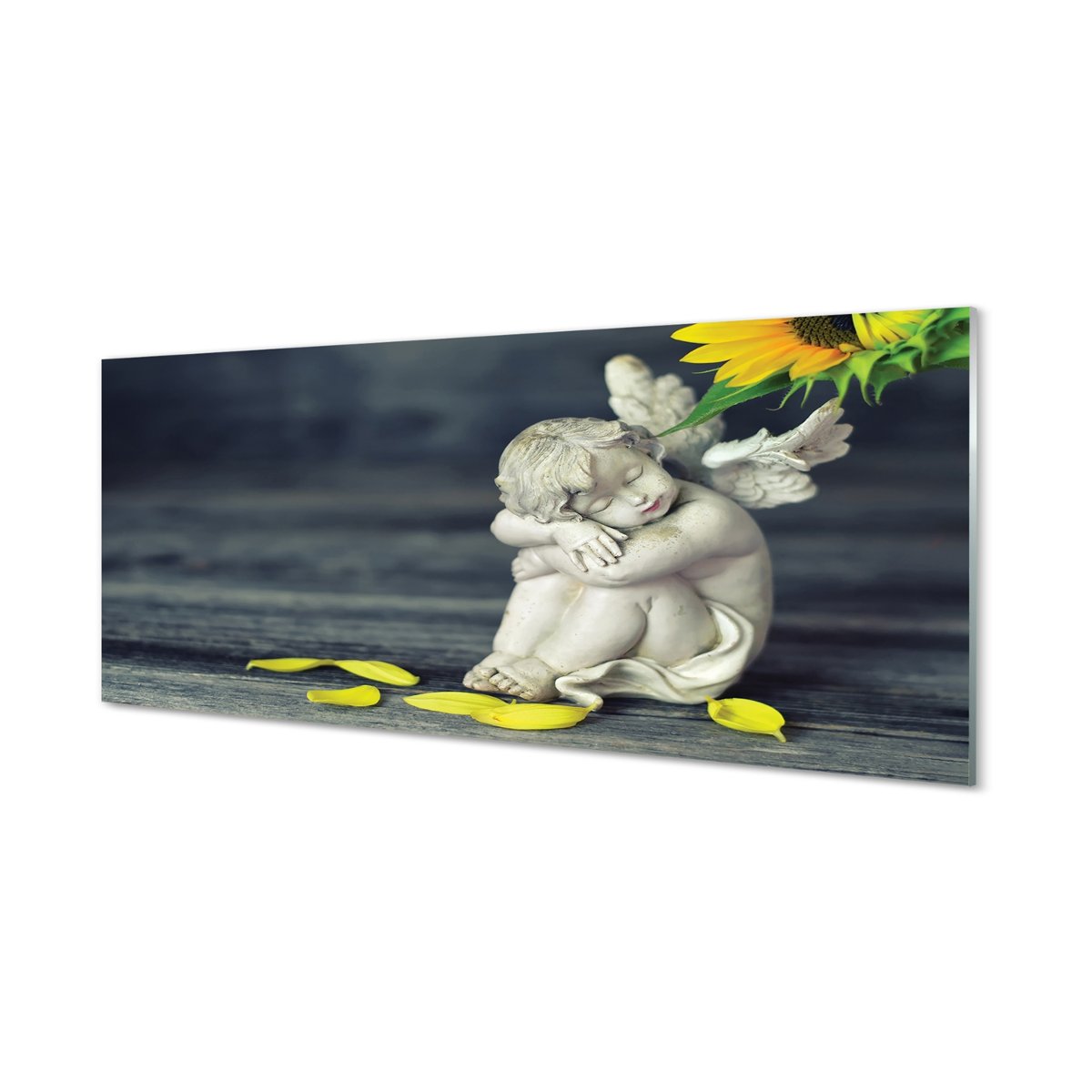Szklany panel Śpiący anioł słonecznik 125x50 cm