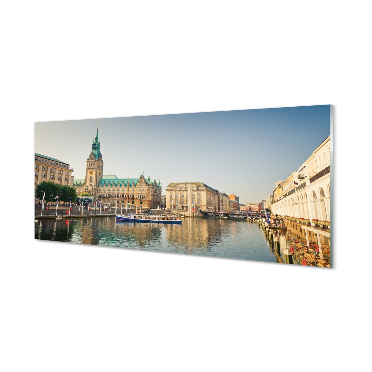 Szklana płyta Niemcy Rzeka katedra Hamburg 125x50 cm