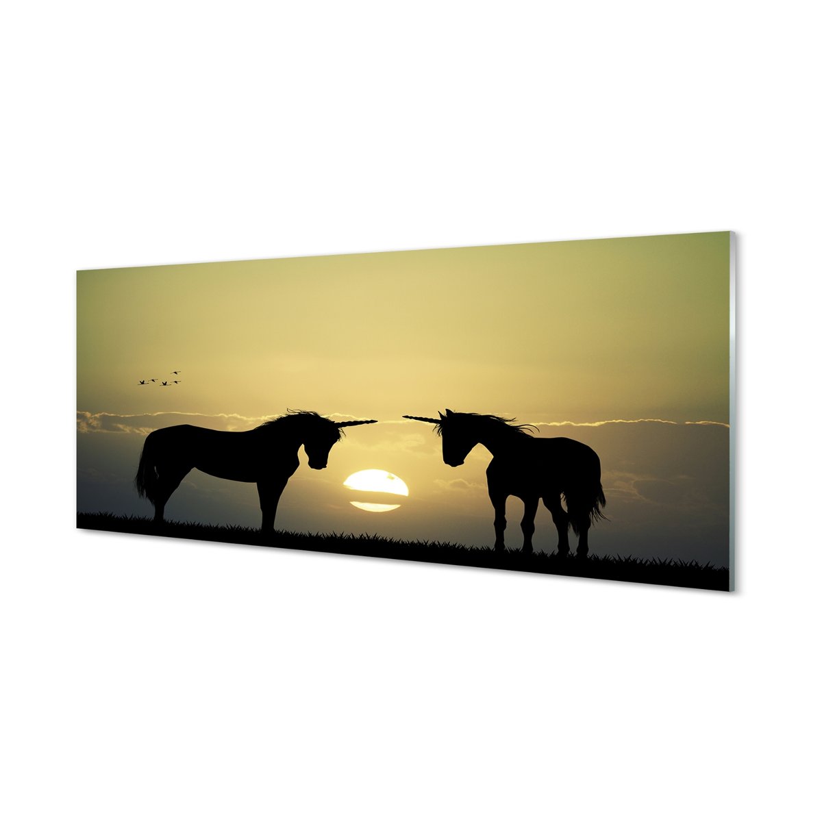 Płyta szklana Pole zachód słońca jednorożce 125x50 cm