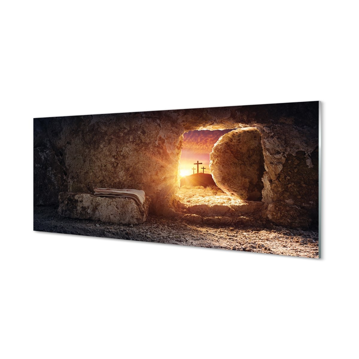 Panel szklany + klej Jaskinia krzyże słońce 125x50 cm