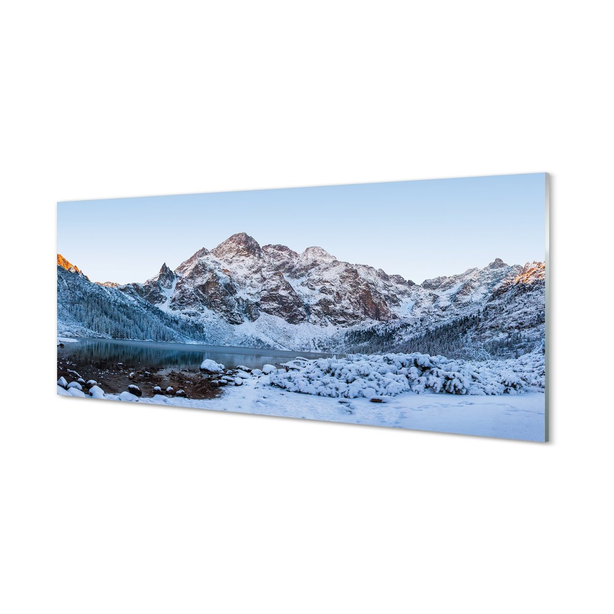 Szklana płyta Góry zima śnieg jezioro 125x50 cm