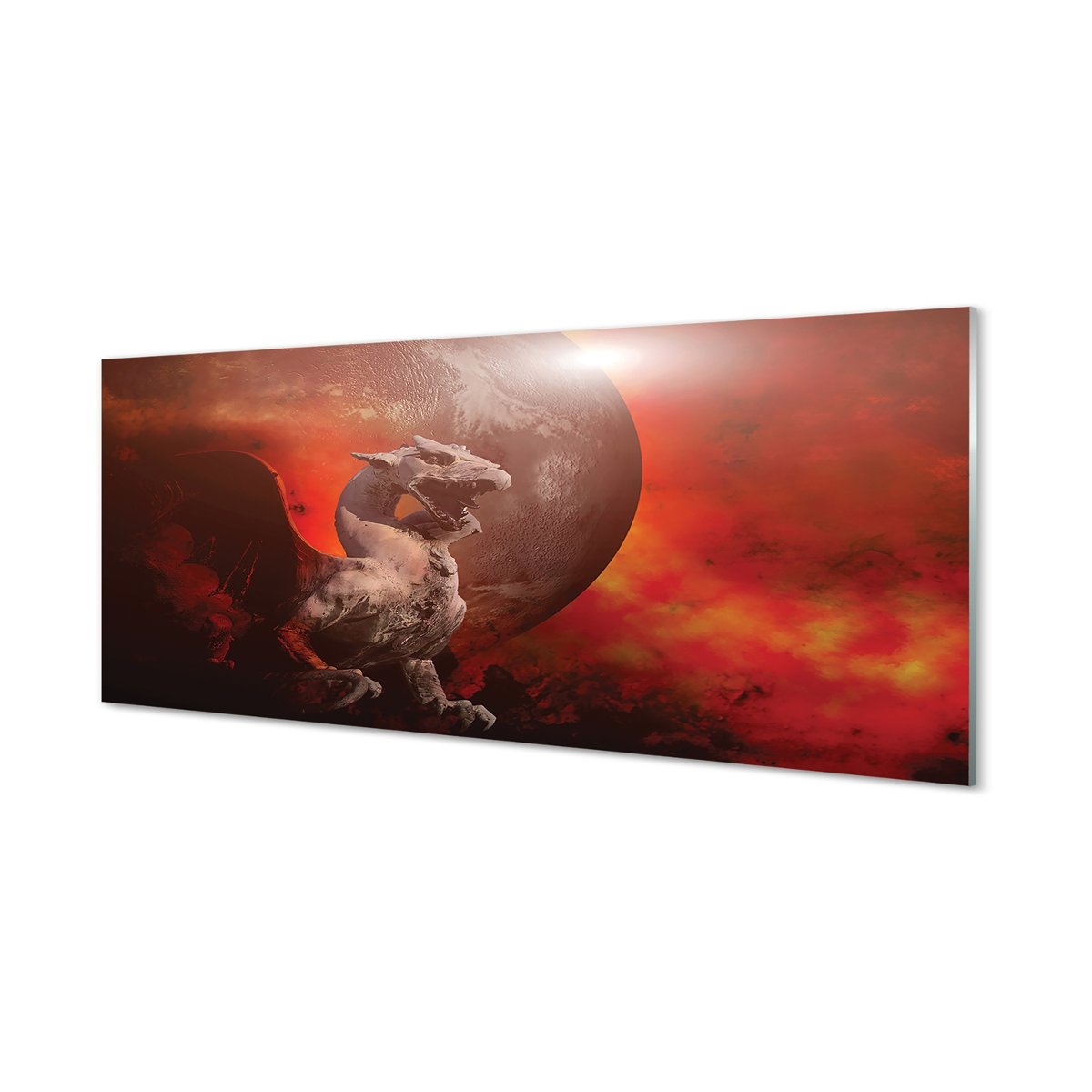 Płyta szklana do kuchni + klej Smok ogień 125x50 cm
