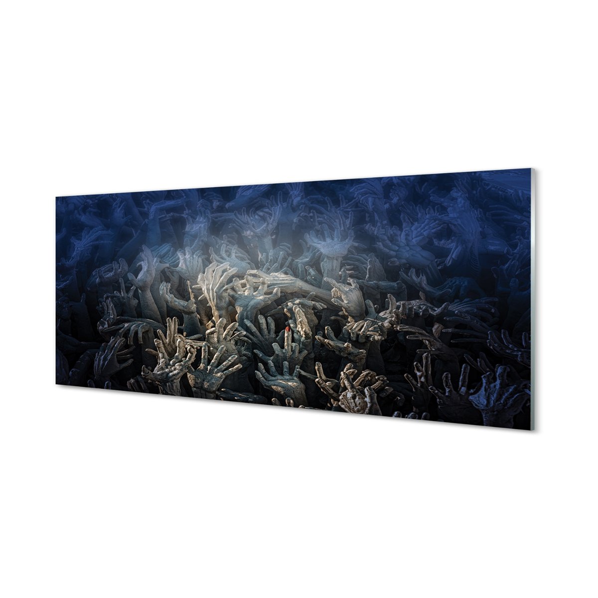 Szklana płyta Dłonie niebieskie światło 125x50 cm