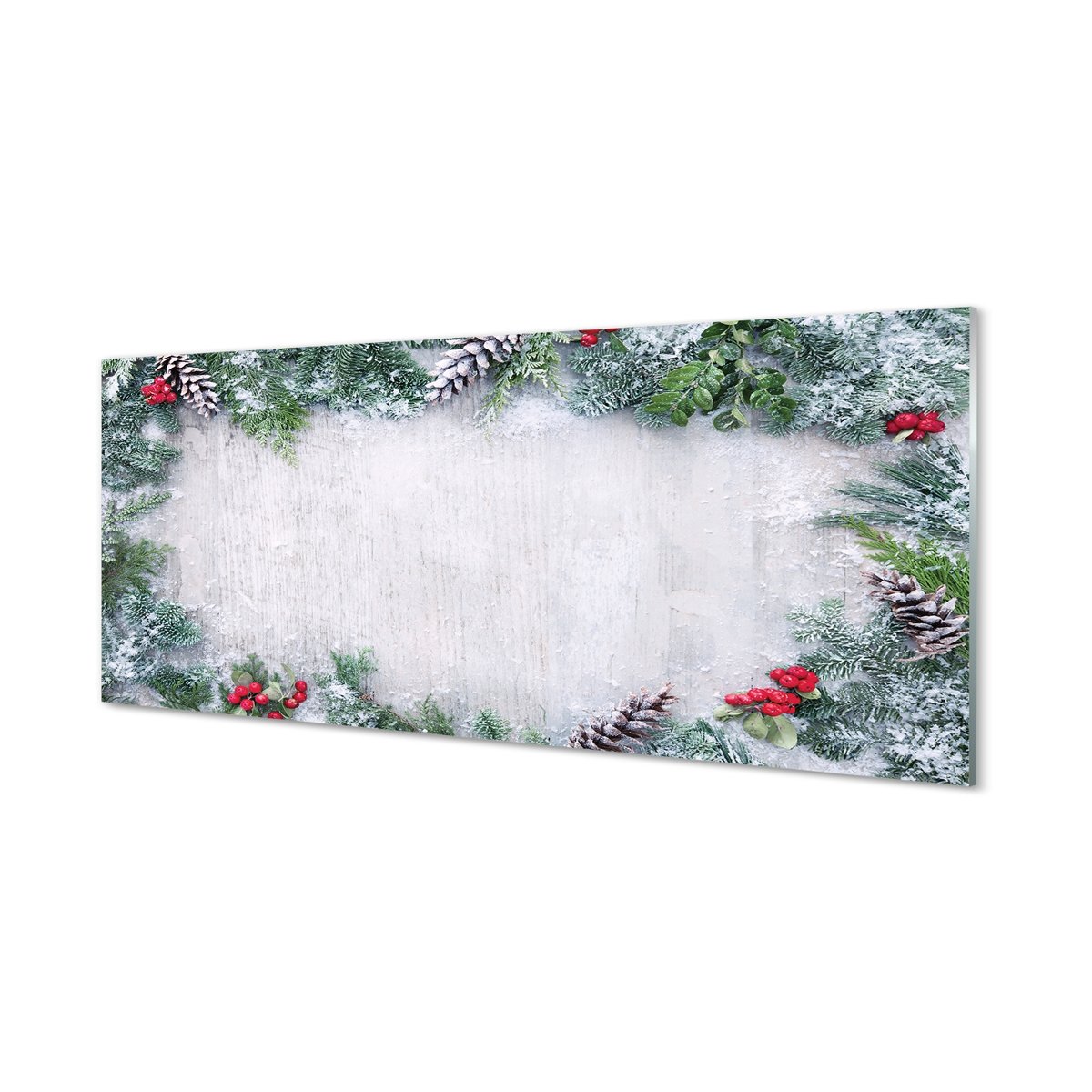 Nowoczesny panel  Śnieg szyszki gałązki 125x50 cm
